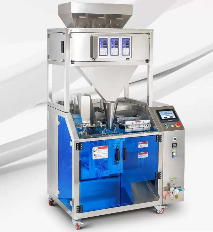 Máy đóng gói dạng hạt túi rời 3 đầu cân điện tử 5-500gram khí nén HADG-DD26