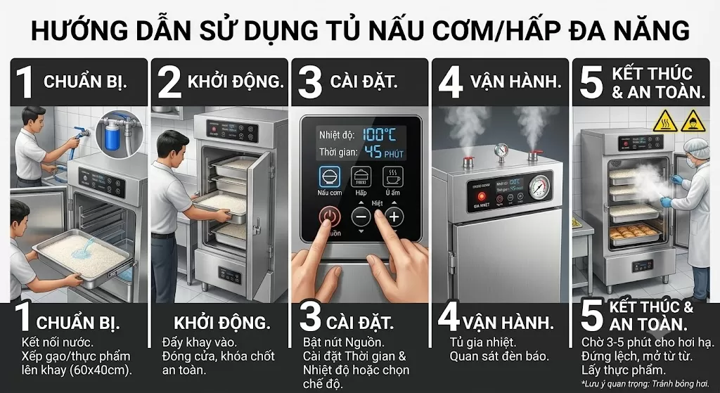 Tủ Nấu Cơm, Tủ Hấp Đa Năng Điện Tử TATP-A12 (4 - 24 Khay)