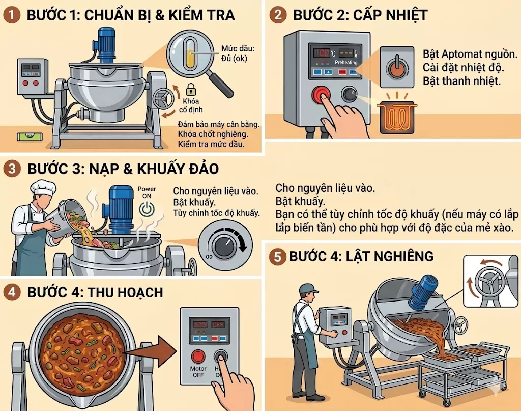 Máy Chiên, Nấu Công Nghiệp Có Cánh Khuấy TATP-A08 (100 lít-600 lít)