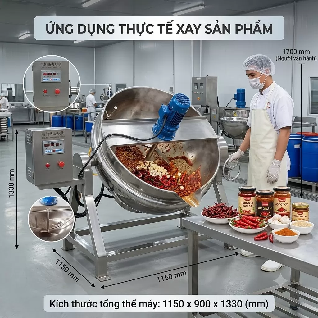Máy Chiên, Nấu Công Nghiệp Có Cánh Khuấy TATP-A08 (100 lít-600 lít)