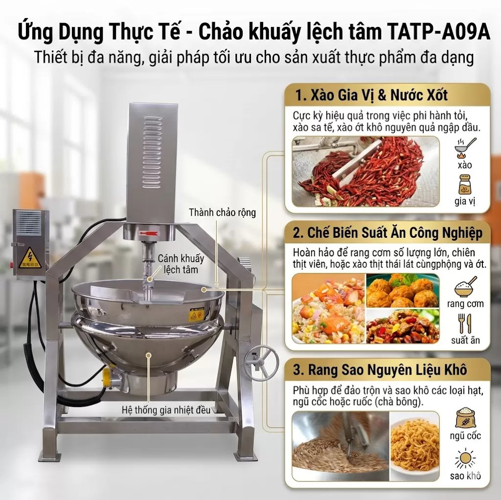 Chảo chiên, nấu cánh khuấy lệch tâm TATP-A09 (100-600 lít)