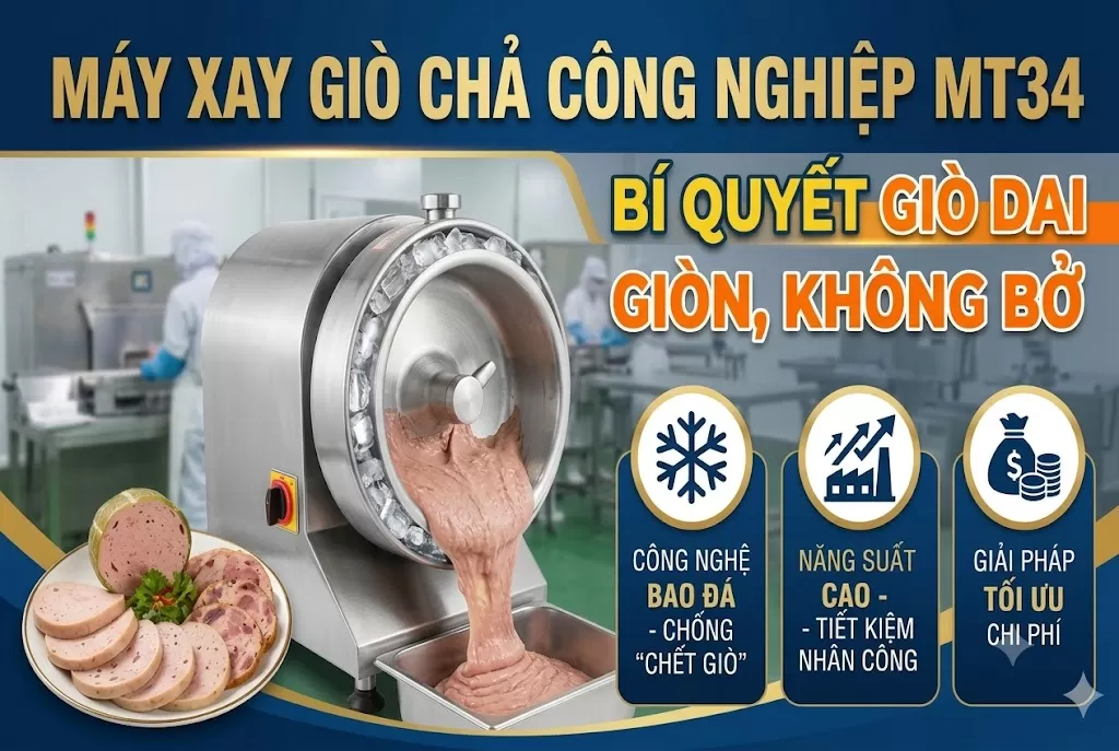 MÁY XAY GIÒ CHẢ MT34 – GIẢI PHÁP ĐỘT PHÁ NÂNG TẦM CHẤT LƯỢNG VÀ TỐI ƯU HÓA LỢI NHUẬN CHO CƠ SỞ SẢN XUẤT THỰC PHẨM