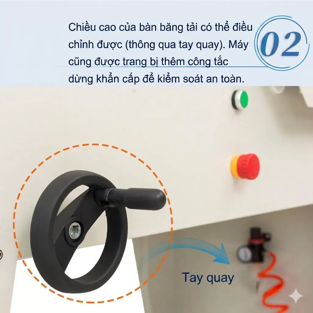 Máy Cắt Màng Co Chân Cao Dập Tay Băng Tải 5545 HAĐG-CM02