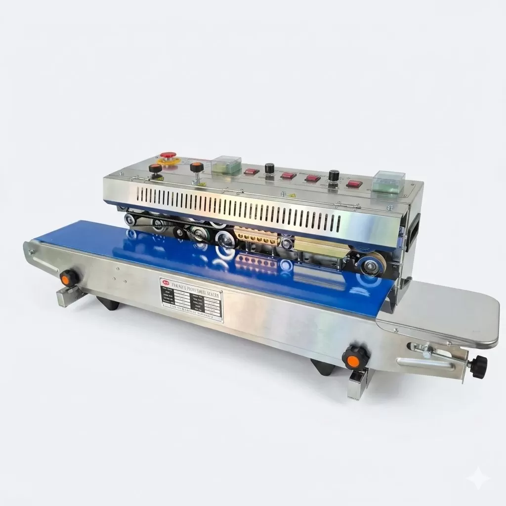 Máy hàn miệng túi liên tục SFR-980 có indate HADG-HLA10