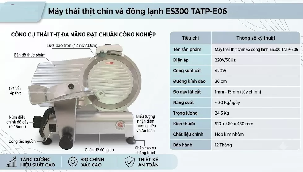 Máy thái thịt chín và đông lạnh ES300 TATP-E06